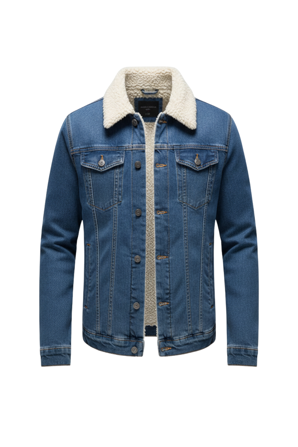 Bas - Heren Spijkerjas voor de Herfst met Fleece Kraag en Knoopsluiting