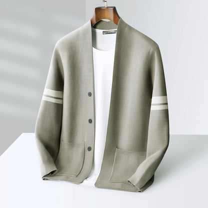 Bas - Heren Vest Cashmere Stijl met Knoopsluiting en Streepdetails