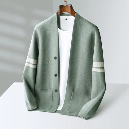 Bas - Heren Vest Cashmere Stijl met Knoopsluiting en Streepdetails