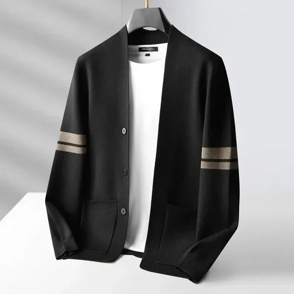 Bas - Heren Vest Cashmere Stijl met Knoopsluiting en Streepdetails