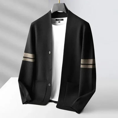 Bas - Heren Vest Cashmere Stijl met Knoopsluiting en Streepdetails