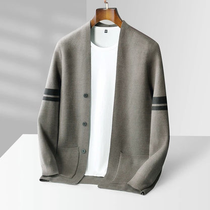 Bas - Heren Vest Cashmere Stijl met Knoopsluiting en Streepdetails