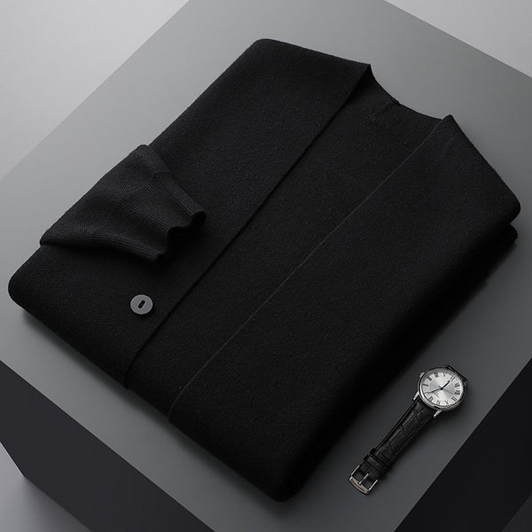 Bas - Heren Vest Cashmere Stijl met Knoopsluiting en Streepdetails