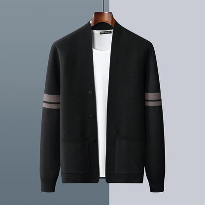 Bas - Heren Vest Cashmere Stijl met Knoopsluiting en Streepdetails