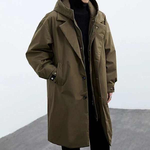Bas - Heren Winterjas Parka Waterdicht Lang Model met Brede Revers