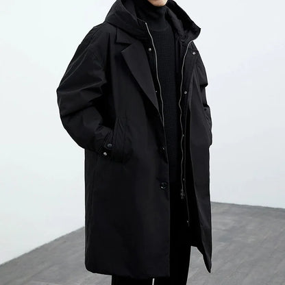 Bas - Heren Winterjas Parka Waterdicht Lang Model met Brede Revers