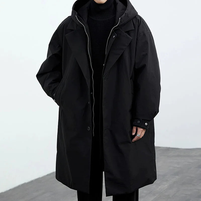 Bas - Heren Winterjas Parka Waterdicht Lang Model met Brede Revers