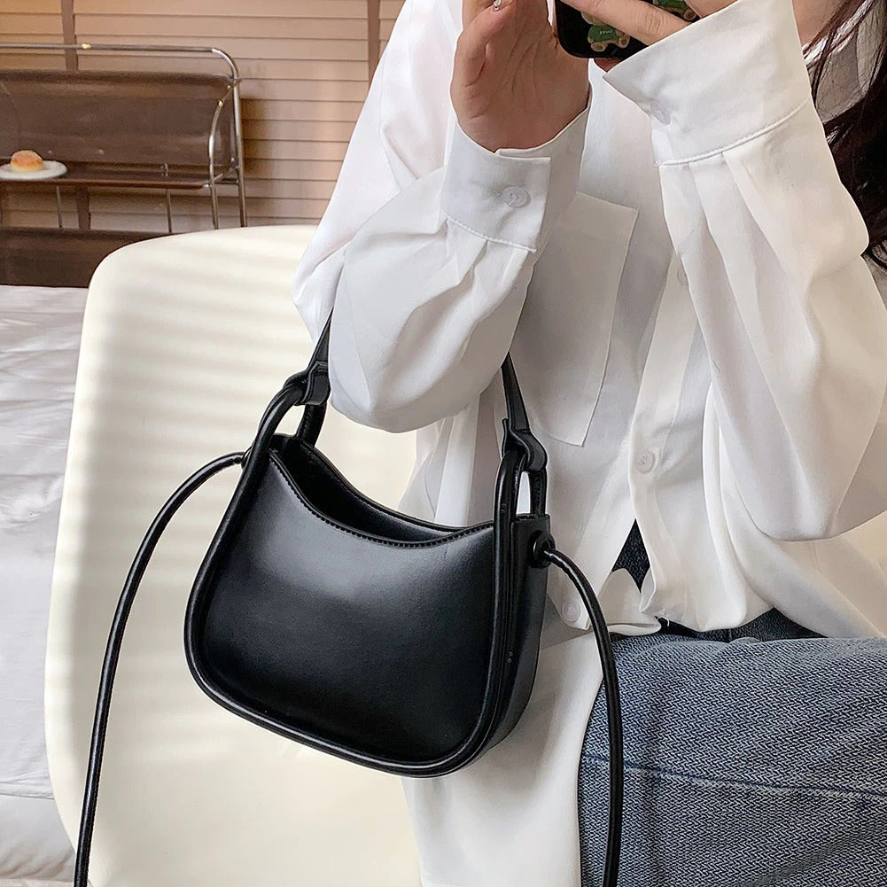 Tas Dames - Klein Halvemaanvormig Model met Knoopdetail | Casual