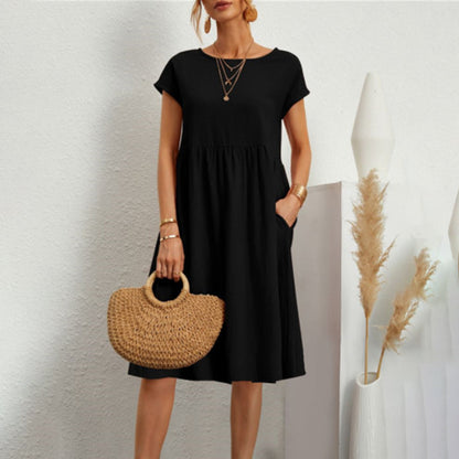 Jurk Dames - Korte Mouwen met Geplooide Taille | Zomer