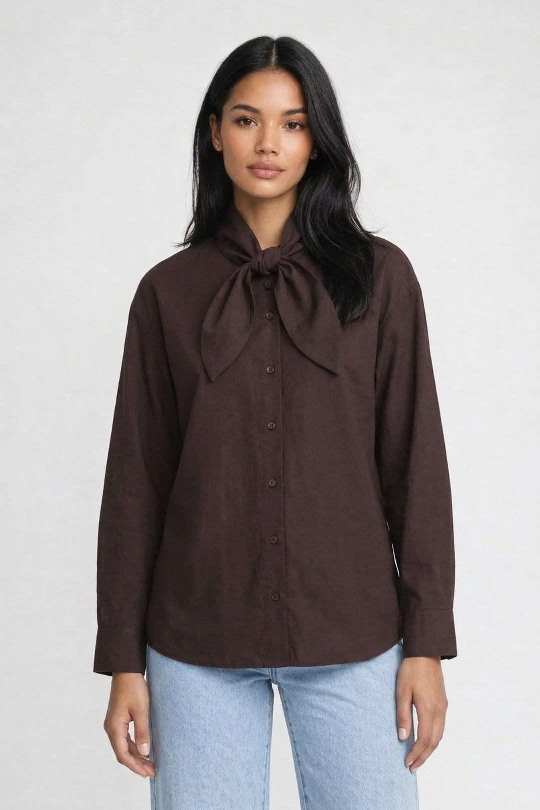 Blouse Dames - Strikstropdas Kraag met Lange Mouwen | Klassiek
