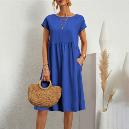 Jurk Dames - Korte Mouwen met Geplooide Taille | Zomer