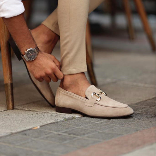 Bram - Elegante Heren Loafers met Gouden Gespdetail en Instapmodel