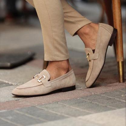 Bram - Elegante Heren Loafers met Gouden Gespdetail en Instapmodel