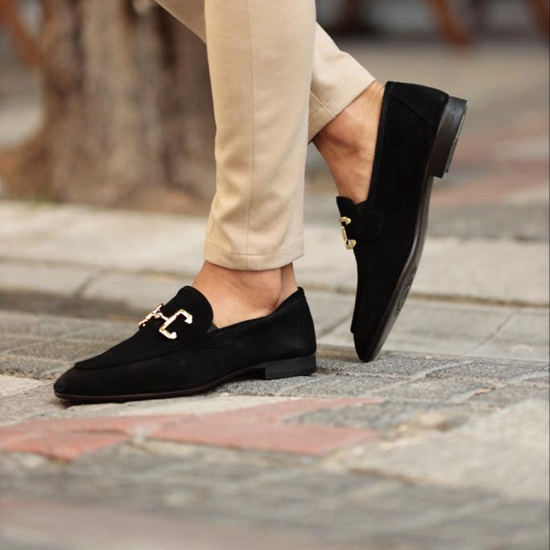 Bram - Elegante Heren Loafers met Gouden Gespdetail en Instapmodel