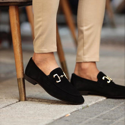 Bram - Elegante Heren Loafers met Gouden Gespdetail en Instapmodel