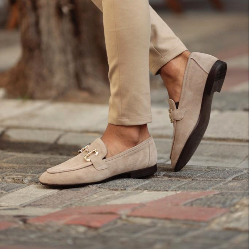 Bram - Elegante Heren Loafers met Gouden Gespdetail en Instapmodel
