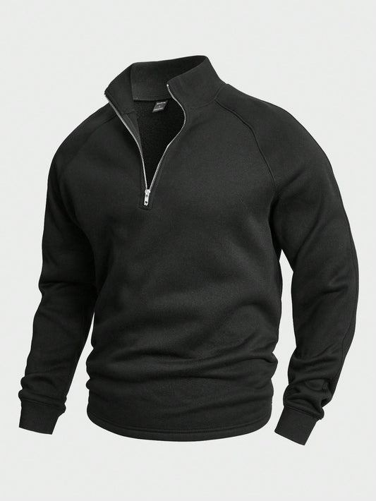 Bram - Heren Gebreide Trui Half Zip Smart Casual met Staande Kraag