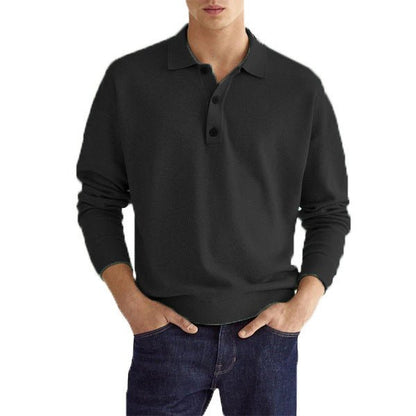 Bram - Heren Polo Lange Mouw Casual met Knoopsluiting en Ribboorden
