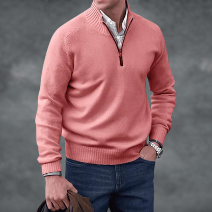 Bram - Heren Trui Casual Smart met Kwartrits en Geribde Boorden