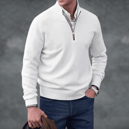 Bram - Heren Trui Casual Smart met Kwartrits en Geribde Boorden