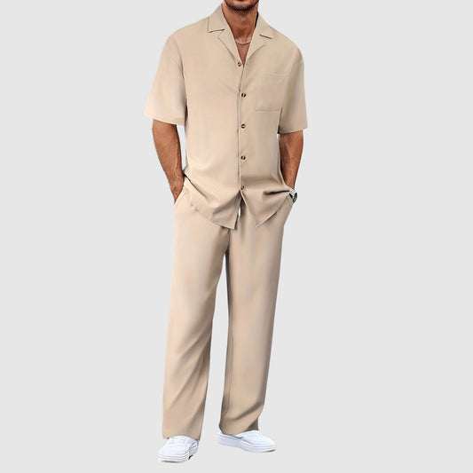 Bram - Stoere Zomerset Heren met Kortmouw Overhemd en Bijpassende Broek
