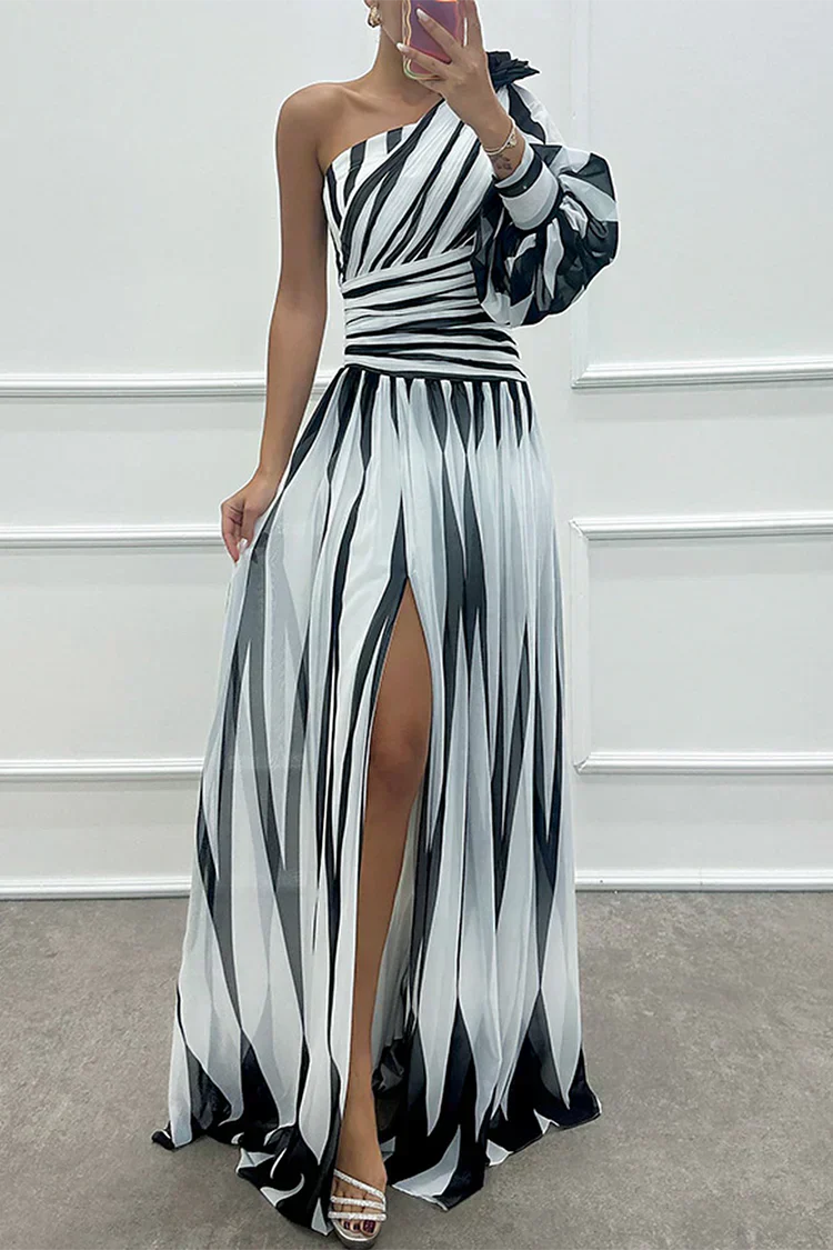 Britt - Chique Bruiloft Gastenjurk Dames met One-Shoulder en Hoge Zijsplit