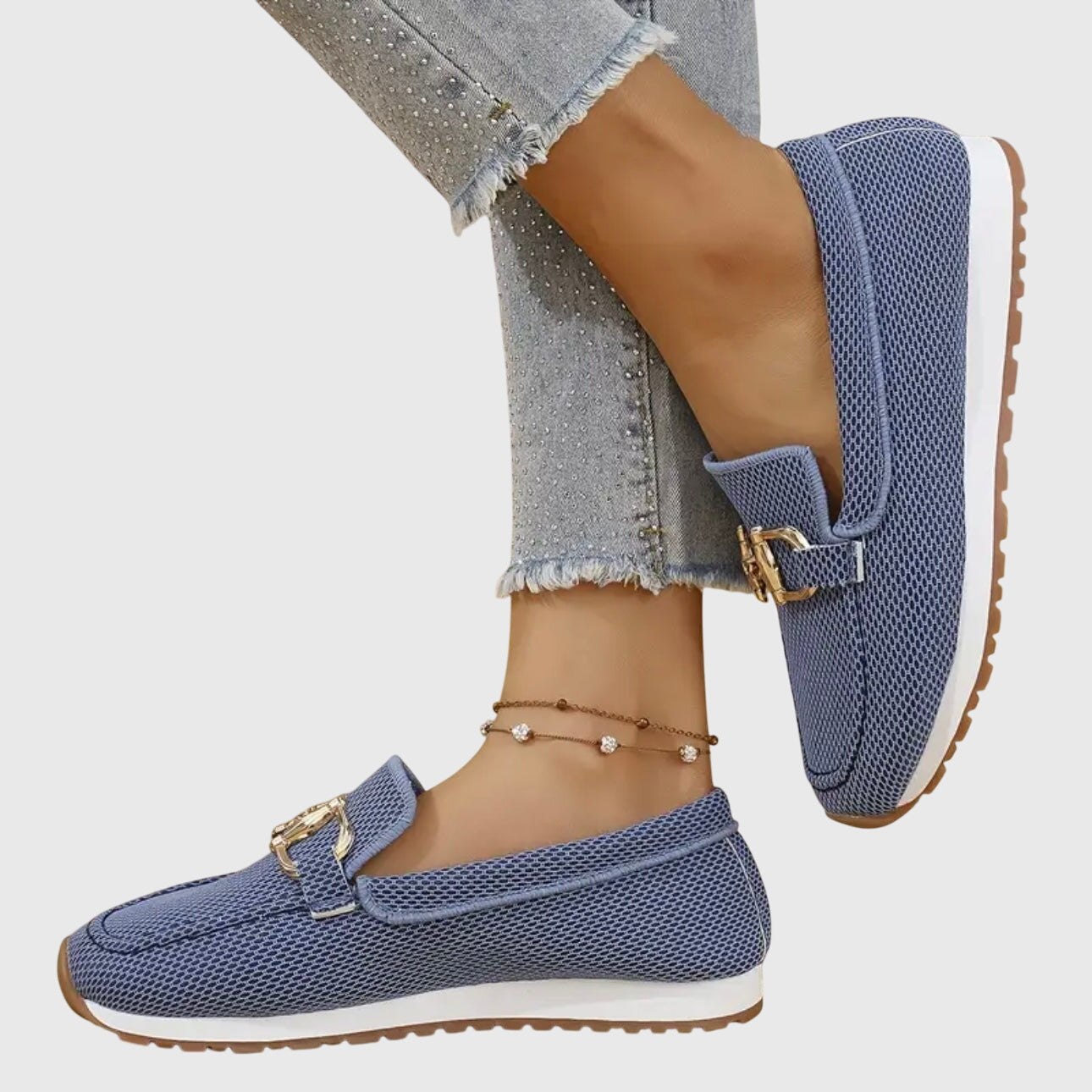 Britt - Chique Instappers Dames met Goudkleurig Gespdetail en Lichte Zool