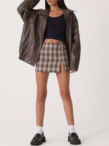 Britt - Dames Leren Stijl Jas Oversized voor de Herfst met Ritssluiting en Kraag