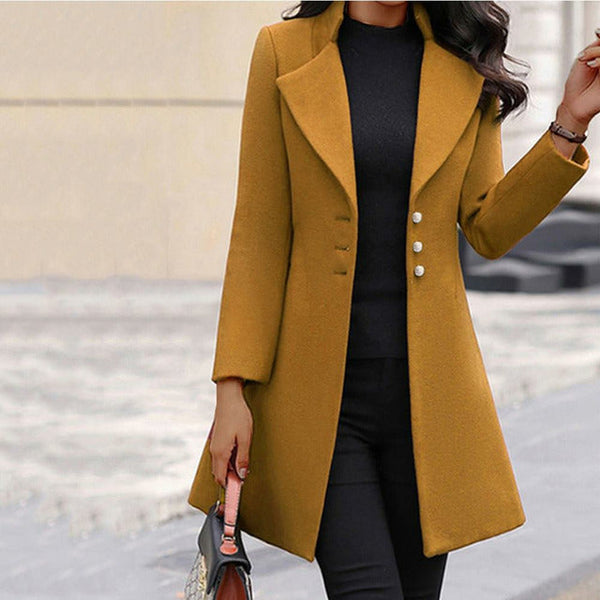 Britt - Dames Tussenjas Lang Casual Smart voor de Herfst met Knoopsluiting