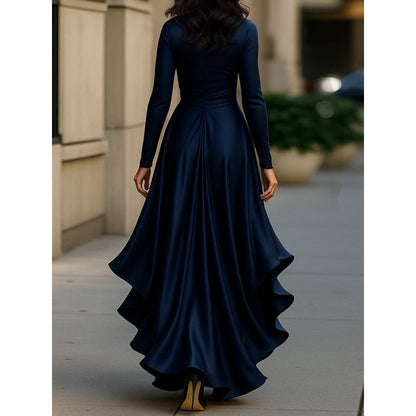 Britt - Elegante Avondjurk Dames Maxi met Diepe V-hals en Ruches