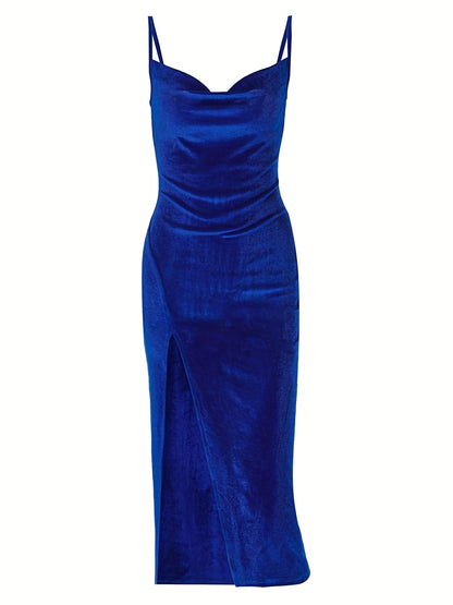 Britt - Elegante Bruiloft Gastenjurk Dames met Cowl Neck en Spaghettibandjes