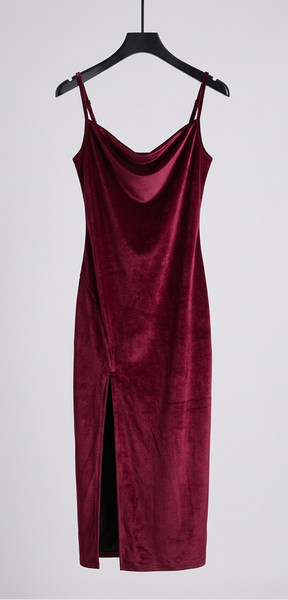 Britt - Elegante Bruiloft Gastenjurk Dames met Cowl Neck en Spaghettibandjes