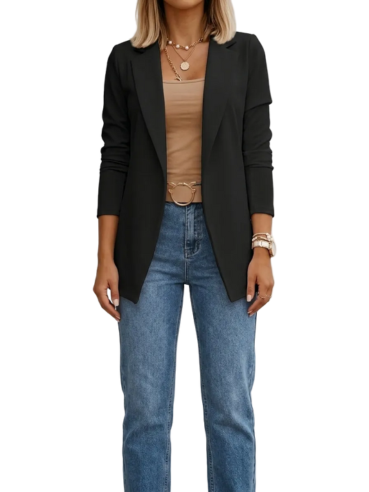 Britt - Smart Casual Dames Blazer met Open Voorkant en Lange Pasvorm