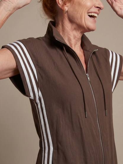 Britt - Stoere Wijde Linnen Jumpsuit Dames met Ritssluiting en Elastische Boorden