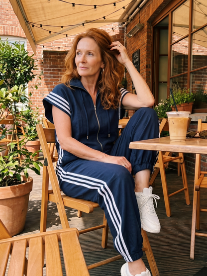 Britt - Stoere Wijde Linnen Jumpsuit Dames met Ritssluiting en Elastische Boorden