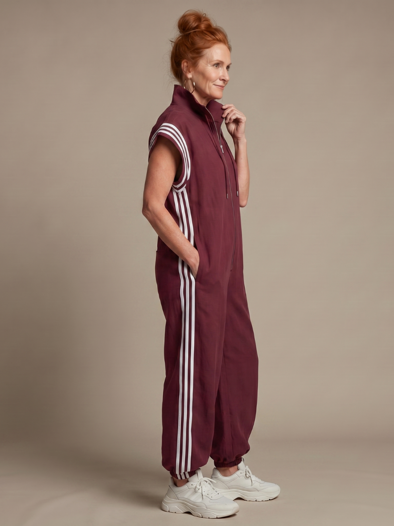 Britt - Stoere Wijde Linnen Jumpsuit Dames met Ritssluiting en Elastische Boorden