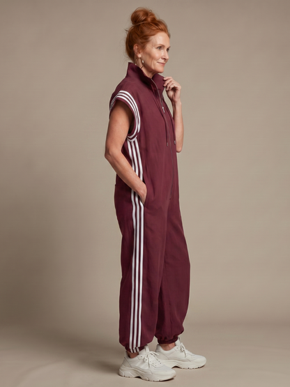 Britt - Stoere Wijde Linnen Jumpsuit Dames met Ritssluiting en Elastische Boorden