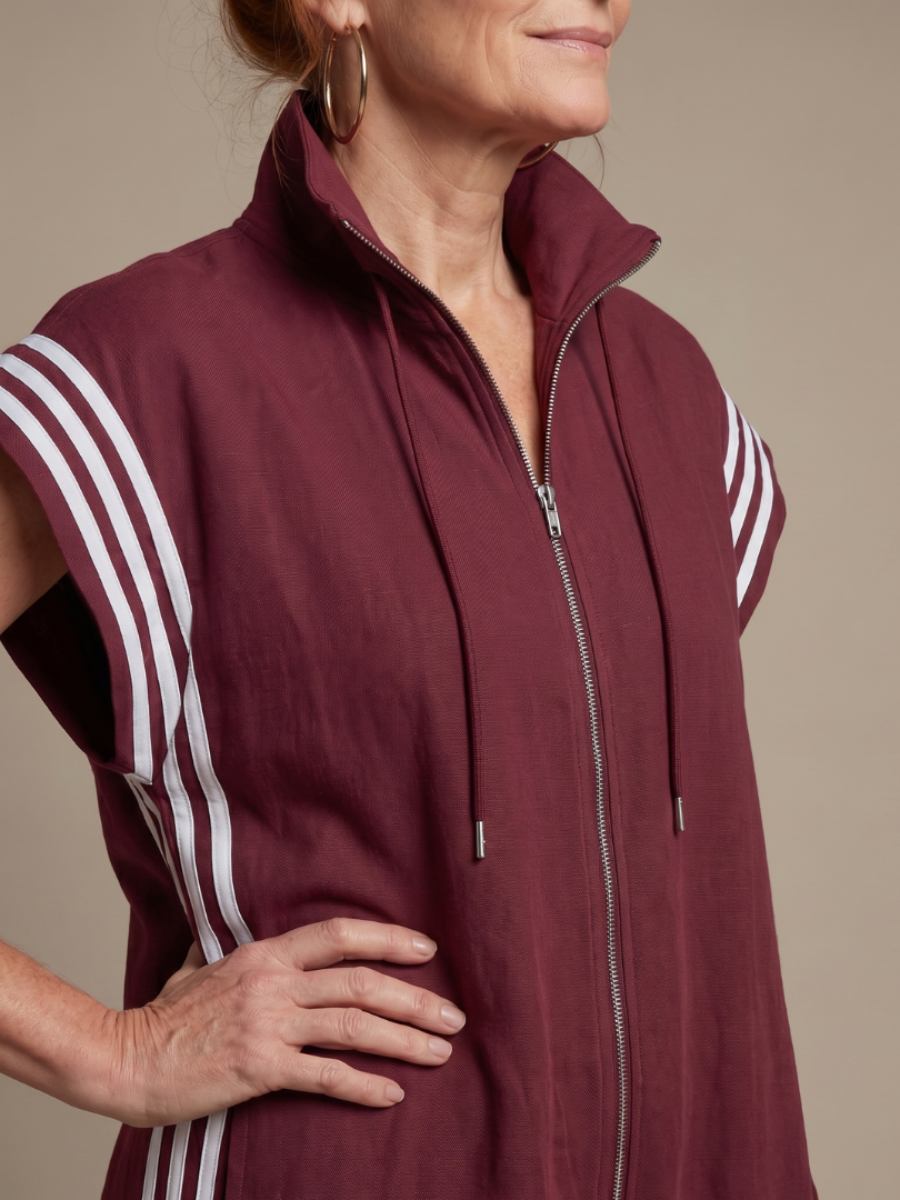 Britt - Stoere Wijde Linnen Jumpsuit Dames met Ritssluiting en Elastische Boorden