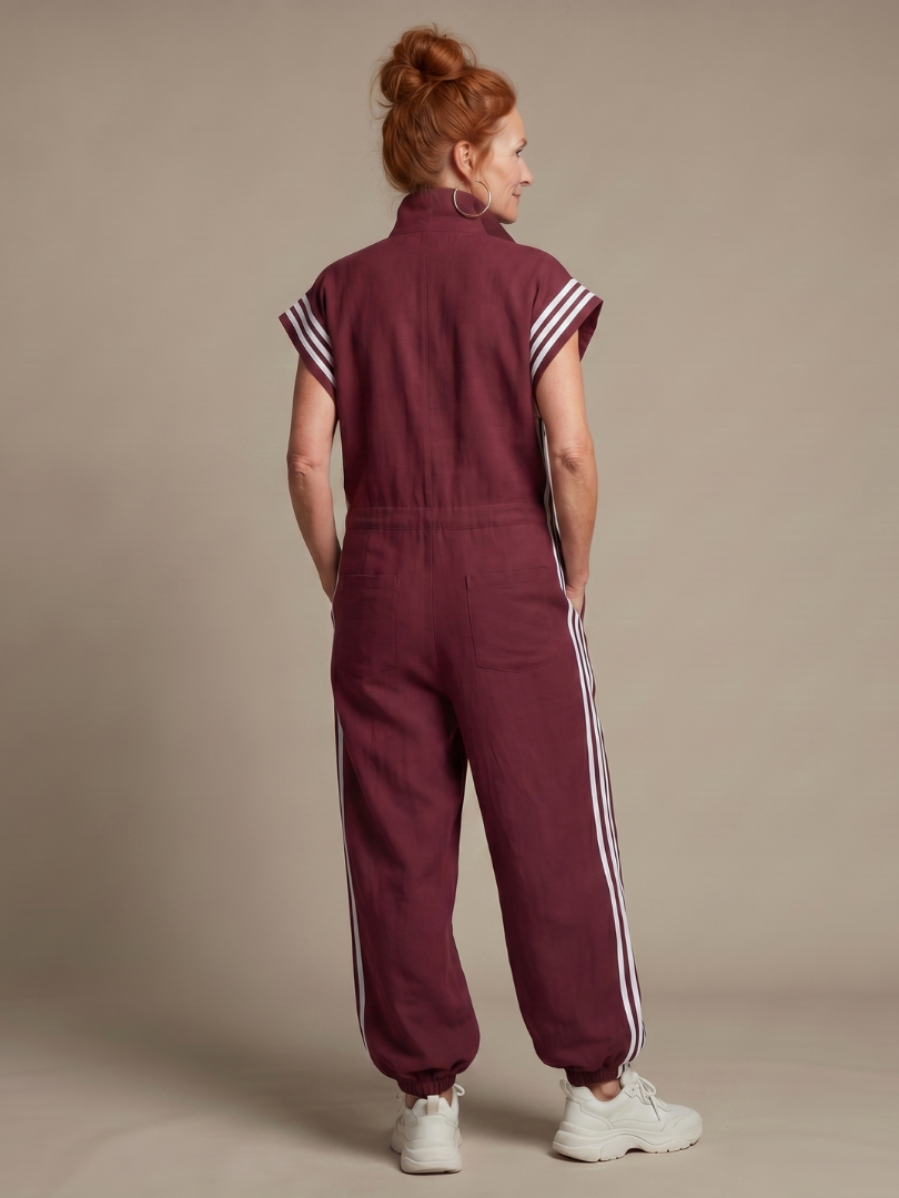 Britt - Stoere Wijde Linnen Jumpsuit Dames met Ritssluiting en Elastische Boorden