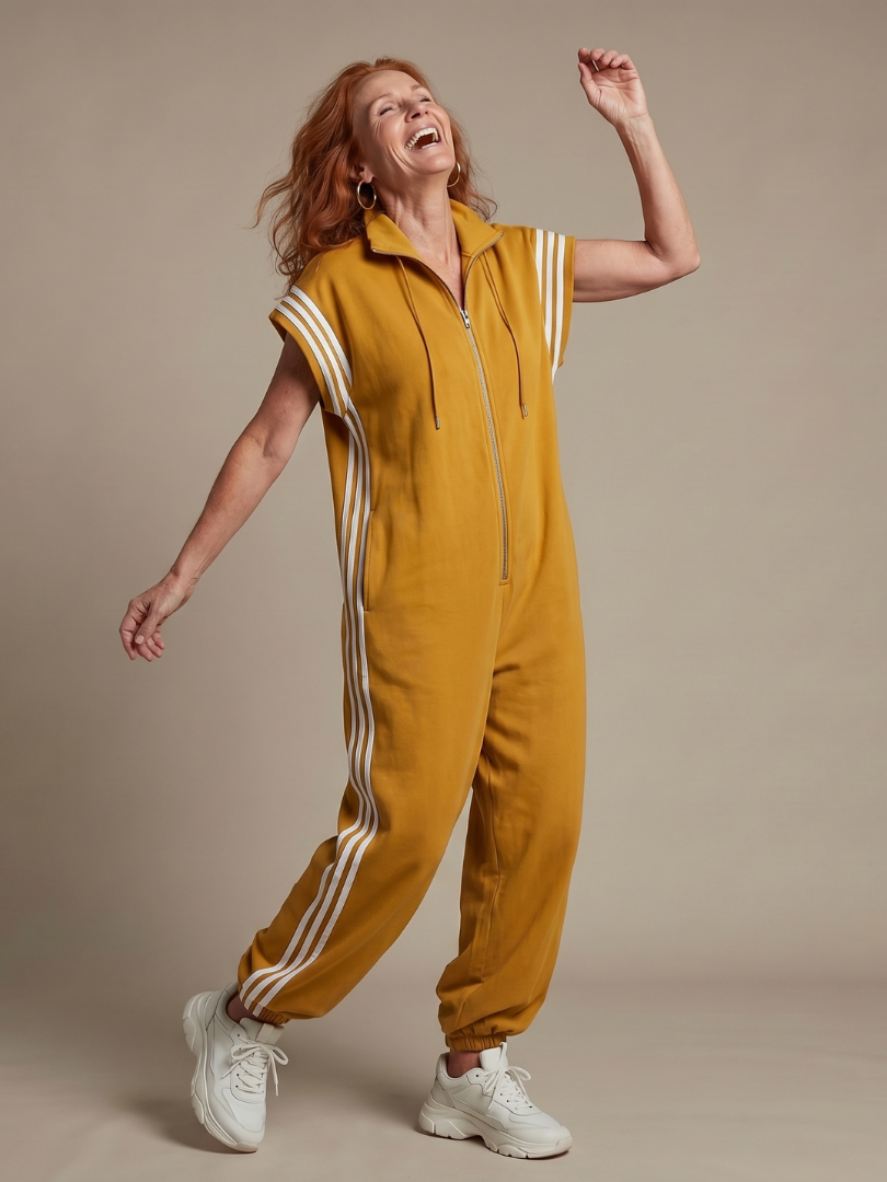 Britt - Stoere Wijde Linnen Jumpsuit Dames met Ritssluiting en Elastische Boorden
