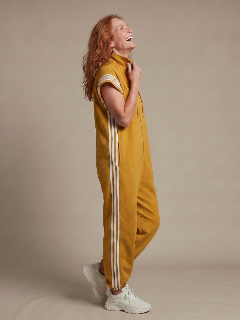 Britt - Stoere Wijde Linnen Jumpsuit Dames met Ritssluiting en Elastische Boorden