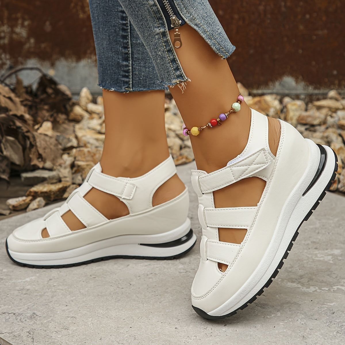 Britt - Trendy Orthopedische Sandalen Dames met Klittenband en Plateauzool