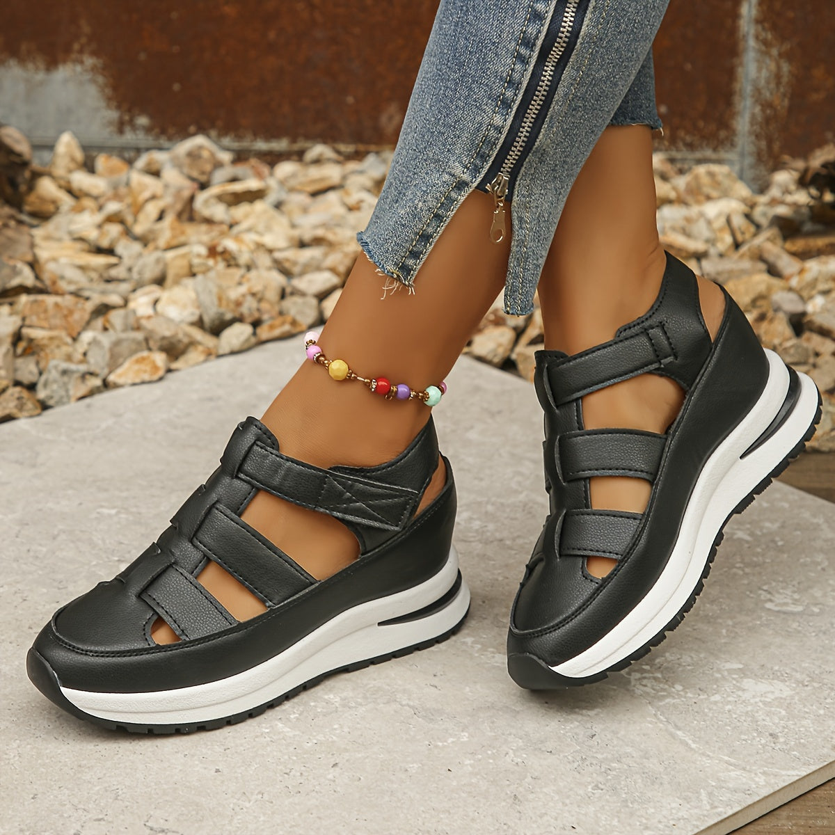 Britt - Trendy Orthopedische Sandalen Dames met Klittenband en Plateauzool