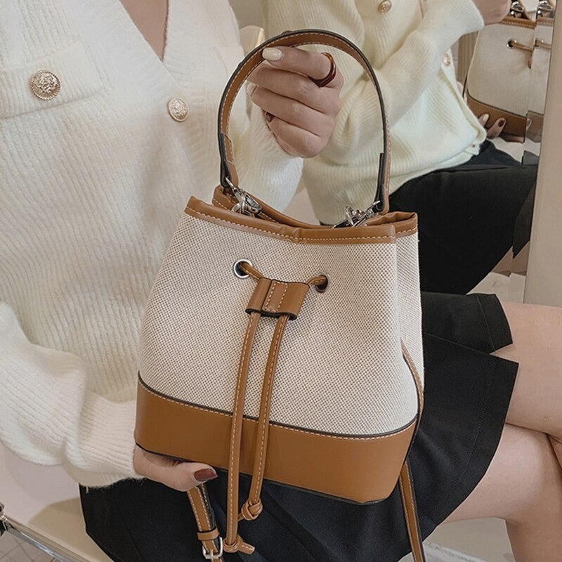 Tas Dames - Bucket Bag met Trekkoord en Afneembare Crossbodyband | Chique