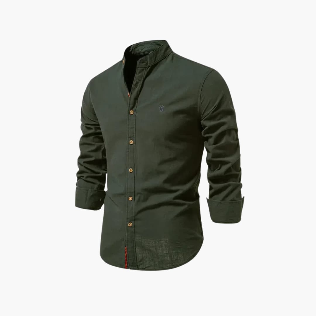 Overhemd Heren - Casual met Opstaande Kraag en Knoopsluiting | Zakelijk