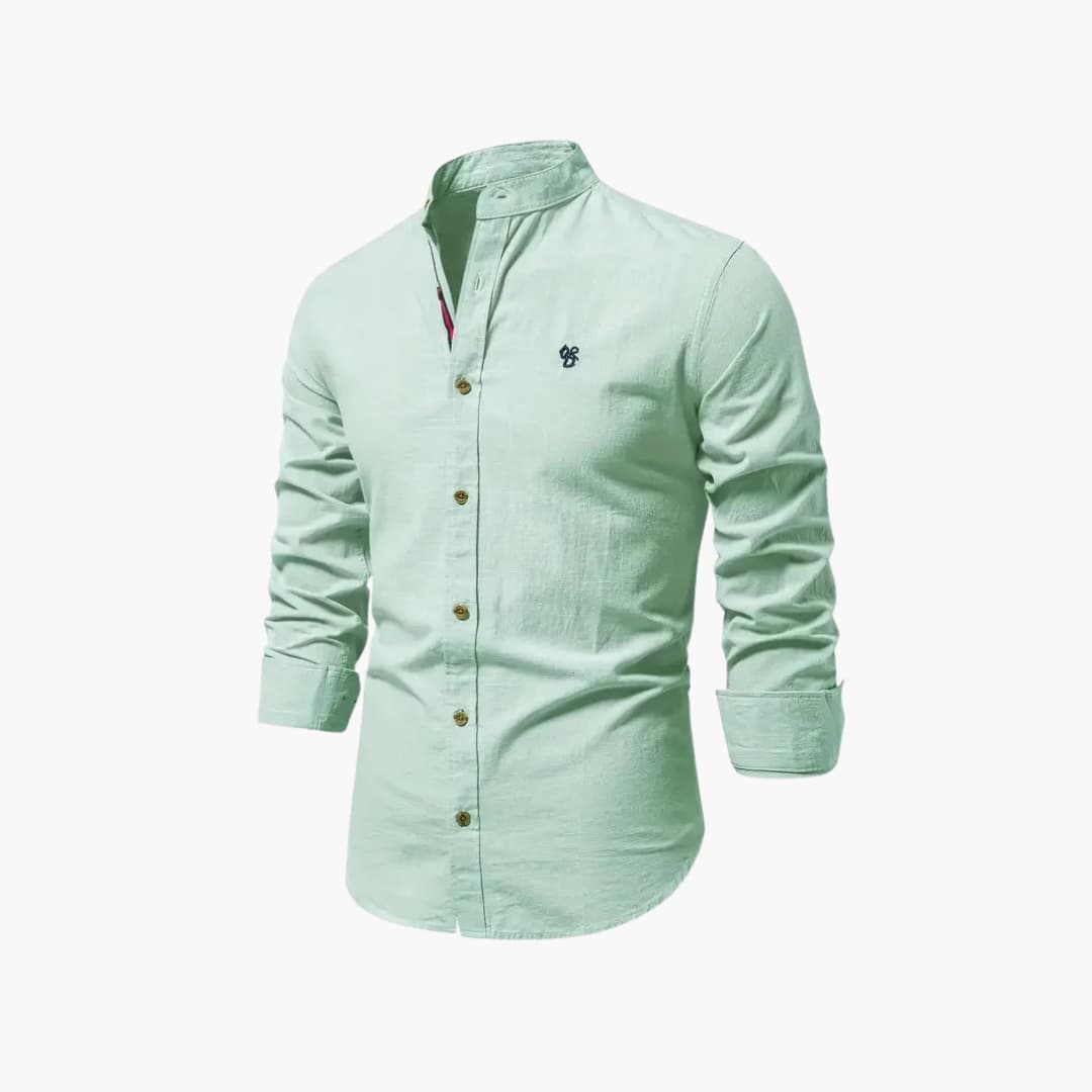 Overhemd Heren - Casual met Opstaande Kraag en Knoopsluiting | Zakelijk