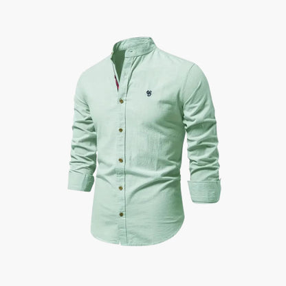 Overhemd Heren - Casual met Opstaande Kraag en Knoopsluiting | Zakelijk