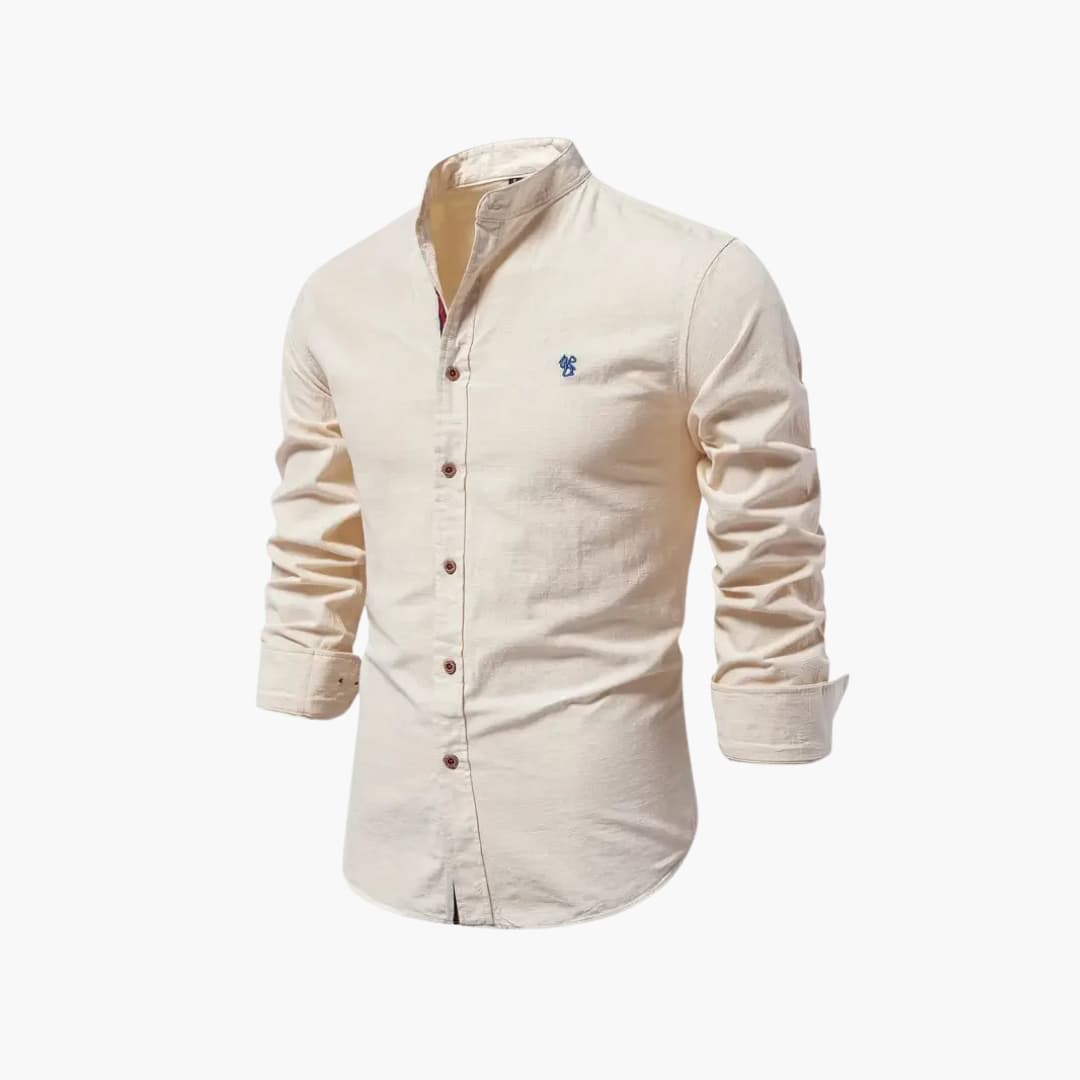 Overhemd Heren - Casual met Opstaande Kraag en Knoopsluiting | Zakelijk