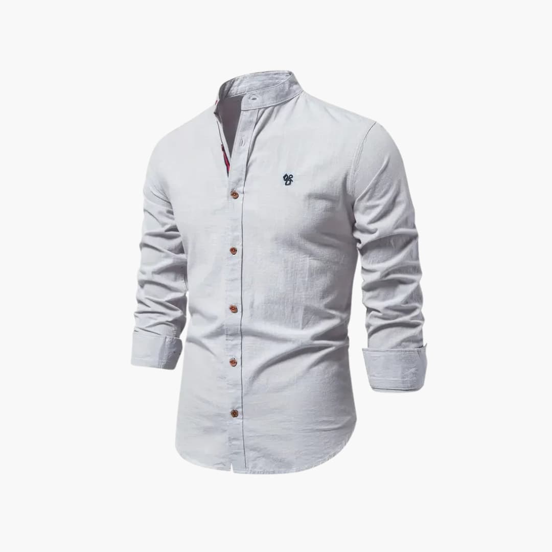 Overhemd Heren - Casual met Opstaande Kraag en Knoopsluiting | Zakelijk