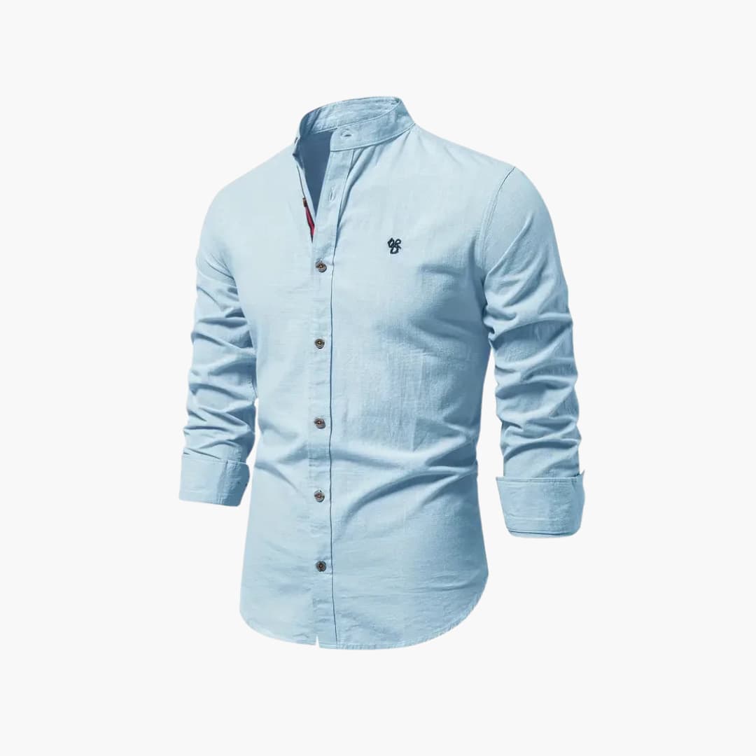 Overhemd Heren - Casual met Opstaande Kraag en Knoopsluiting | Zakelijk